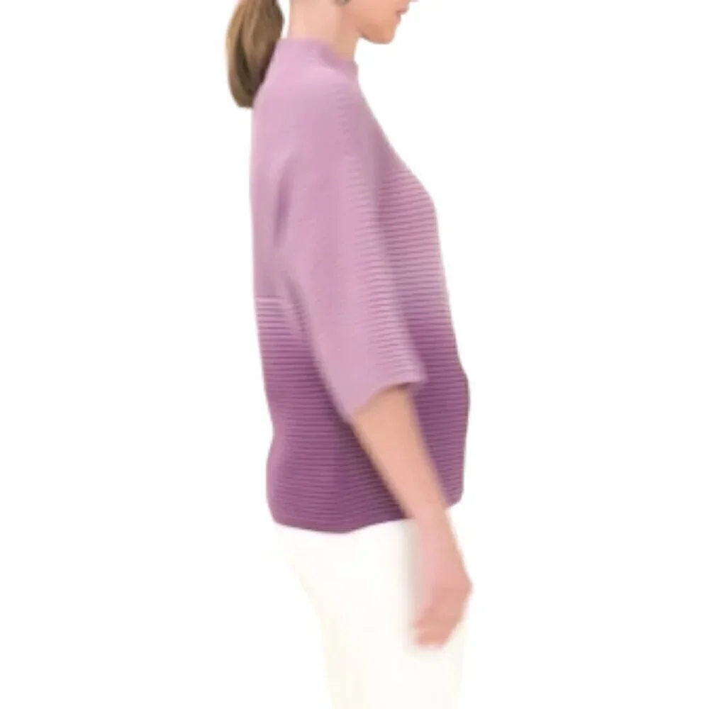 Chico's Violet Ombre Mock-Neck Ribbed Soft Pullover Sweater, size 2